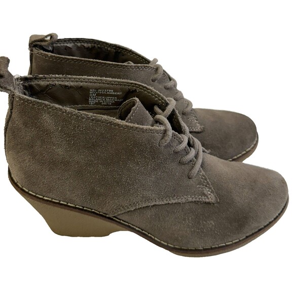 White Mountain Lambert Gray Suede Wedge Ankle Booties Womens 8M Lace Up - Picture 5 of 12